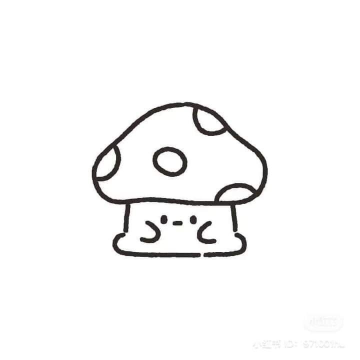 a black and white drawing of a mushroom