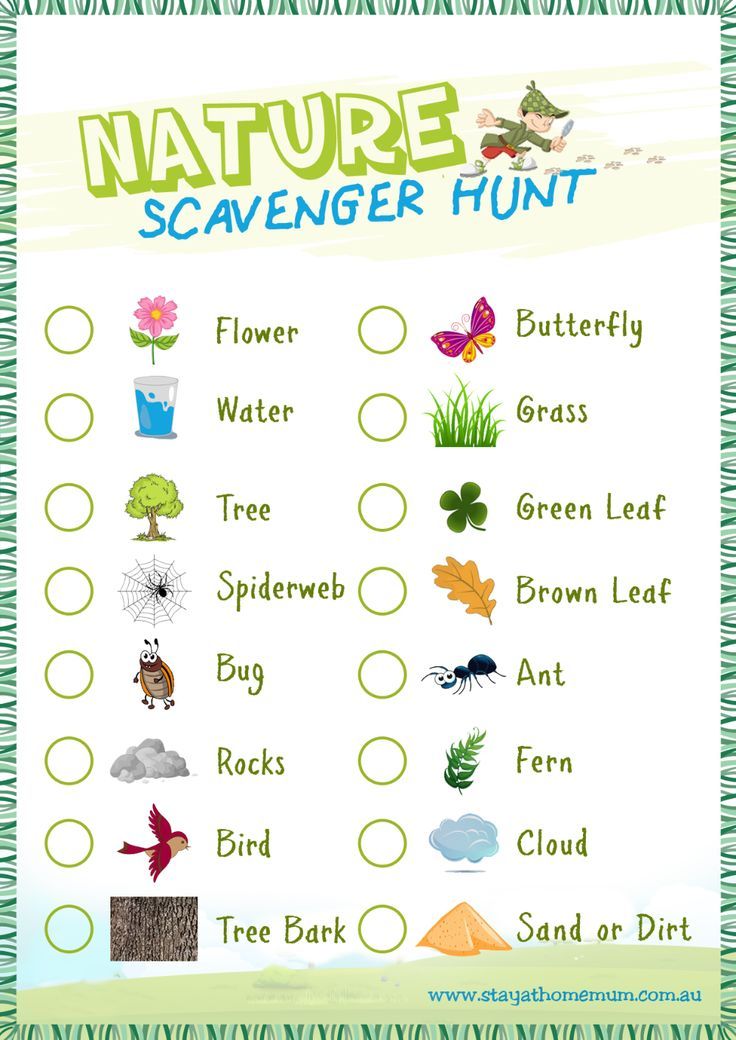 the nature scavenger hunt for kids is shown in this screenshoter screen