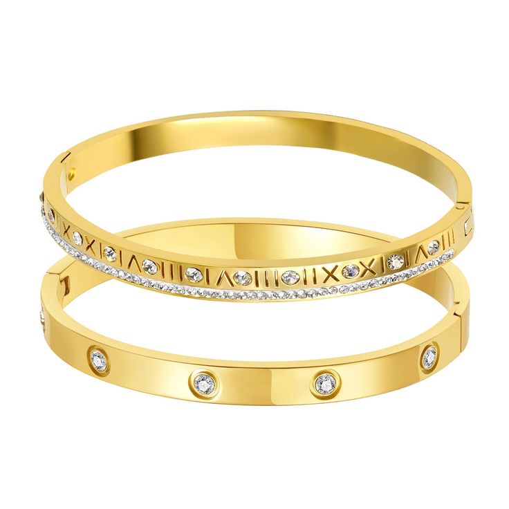 PRICES MAY VARY. 【Meaningful & Cute Design】Roman Numeral Bangle Bracelet means "constant Time, eternal love" and "Take control of time,take control of yourself", it’s a great way to express your love for important someone.You will get many compliments and focus when you wear it. 【COMFORTABLE FOR DAILY WEAR】 Carefully constructed of high-quality stainless steel Letter Bracelet.You can enjoy it for years with virtually no maintenance and no worry about sensitive skin. Once you own it you start a n Gold Bangle Crystal Bracelet For Friendship, Gold Crystal Bangle For Friendship, Elegant Gold Crystal Bracelet For Valentine's Day, Best Gifts For Women, Bracelets With Meaning, Letter Bracelet, Cool Gifts For Women, Roman Numeral, Layered Jewelry