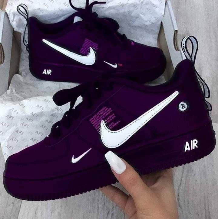 Purple Black White Custom Air Force 1-shecustomize Nike Glow In The Dark Shoes, Neon Nike Shoes, Jordan Shoes Girls, Custom Nike Shoes, All Nike Shoes, Purple Sneakers, Custom Air Force 1, Nike Air Shoes, Zig Ziglar