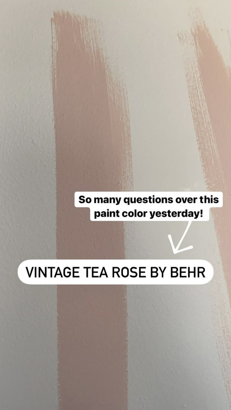 some pink and white paint with the words vintage tea rose by behr on it