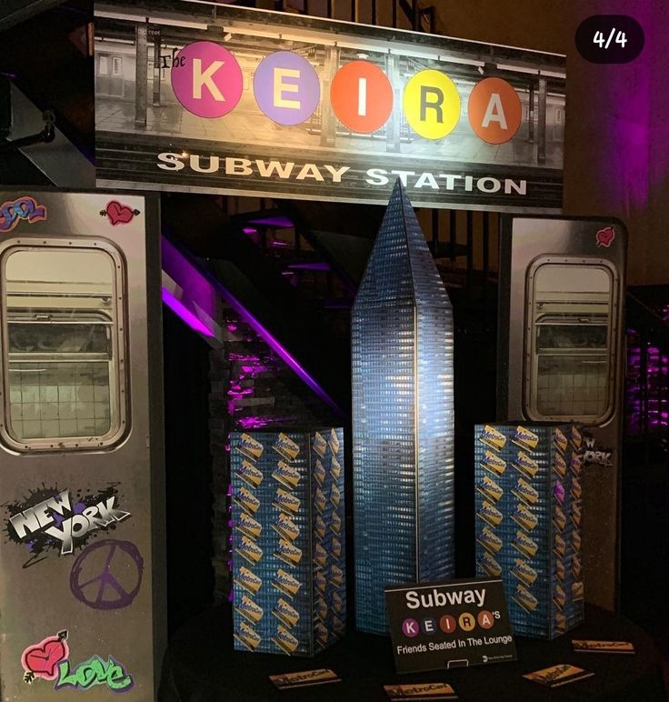 a booth at a subway station with the name keiroa on it