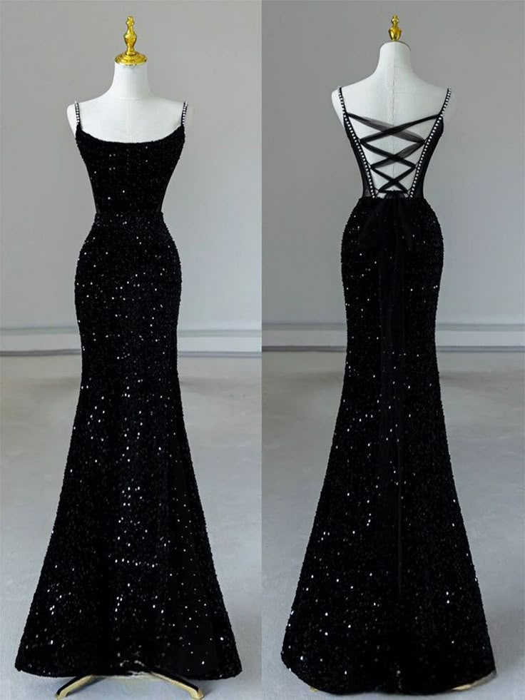 Black Dress Long Formal, Short Black Formal Dress Classy, Black Sequin Dress Prom, Sparkly Black Dress Long, Black Sparkle Dress Long, Black Floor Length Dress Formal, Prom Dresses 2024 Black, Black Yule Ball Dress, Prom Dresses Fitted Long