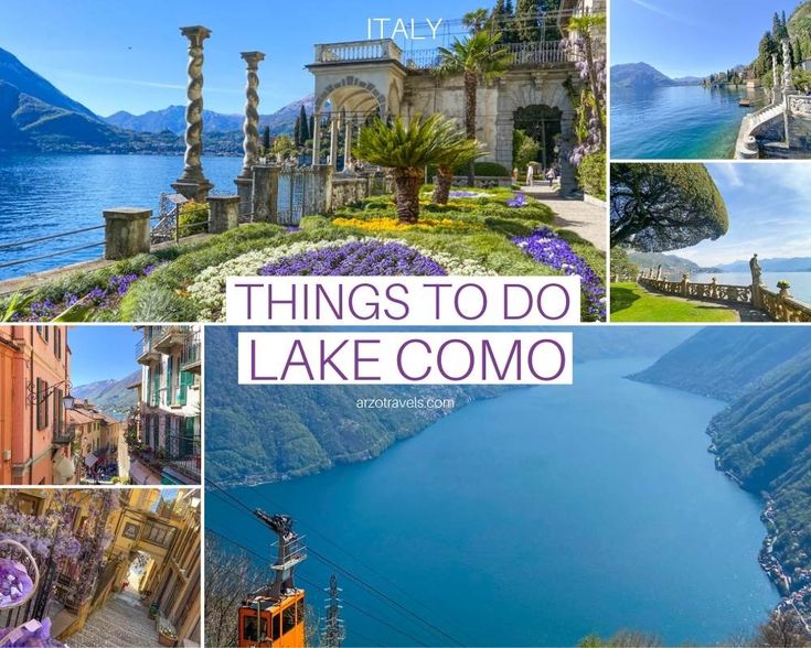 there are many different pictures with the words things to do lake comoo in italy