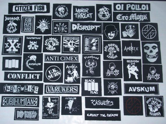 PUNK PATCHES Punk Patches Ideas, Diy Patches Punk, Punk Patches Diy, Anarcho Punk, Punk Fashion Diy, Patch Pants, Crust Punk, Band Patches, Rock Punk