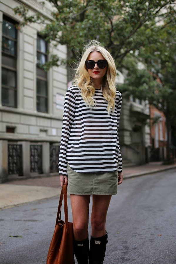 ,, Khaki Skirt, Looks Street Style, Mode Inspiration, Polyvore Outfits, Look Fashion, Striped Shirt, Passion For Fashion, Autumn Winter Fashion, Birkenstock