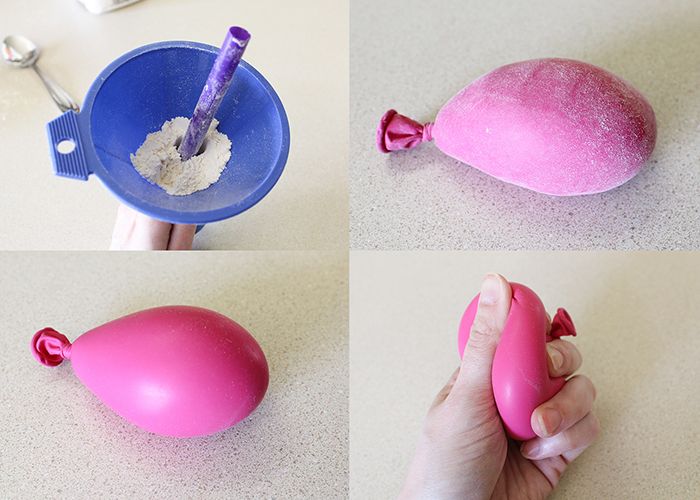 four pictures showing how to make an easter egg with colored eggs and sand in it