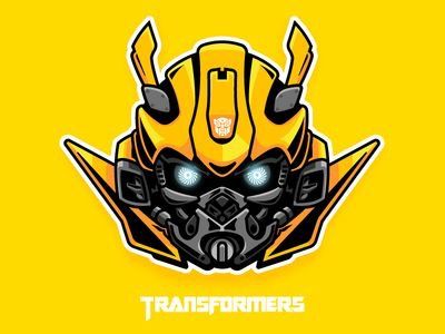 a yellow and black logo with the words,'transformers'in front of it