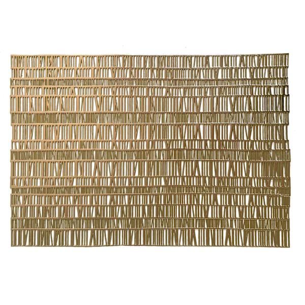 a woven wall hanging made out of bamboo sticks on a white background, with the top section