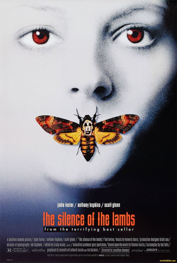 a movie poster for the science of the lambs with a moth on it's nose