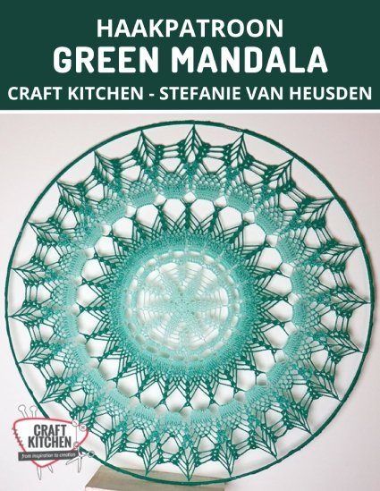 a green doily with the words hakapatroon green mandala on it