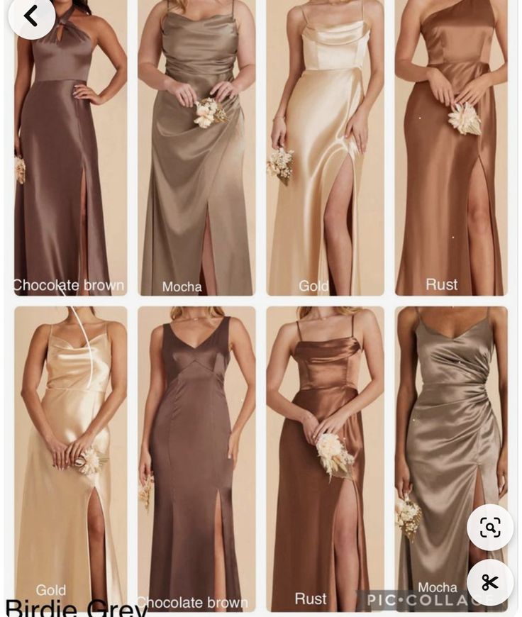 bridesmaid dresses in different colors and styles are shown on the page, which includes one