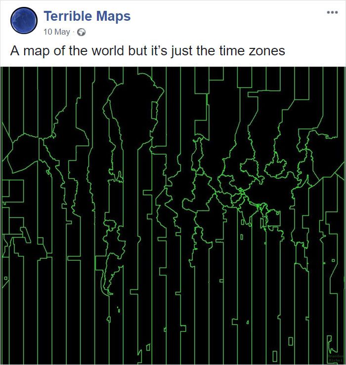 a map with green lines on it and the words terrible maps written in black ink