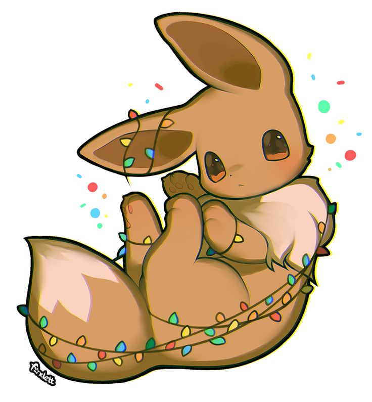 a drawing of a rabbit sitting on its back with christmas lights around it's legs