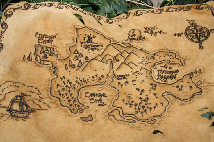 a map is shown on the back of a rock