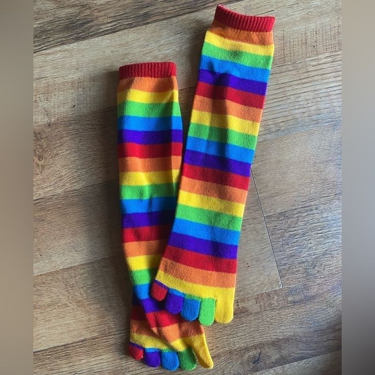 Rainbow Toe Socks , New Without Tags . These Have Never Been Worn , Just Missing The Tag. This Could Be A Unisex Item Toe Socks, Rainbow Pride, Blue Yellow, Women's Accessories, Color Blue, Socks, Rainbow, Women Accessories, Outfit Accessories