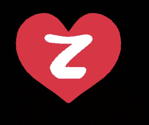 a red heart with the letter z in it's center and a white z on top