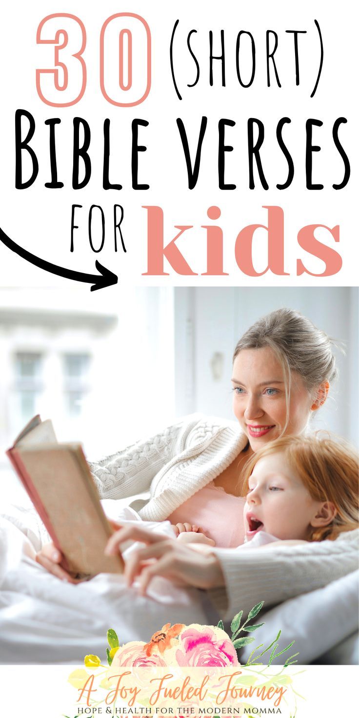 a mother reading to her child on the bed with text overlay that reads 30 short bible