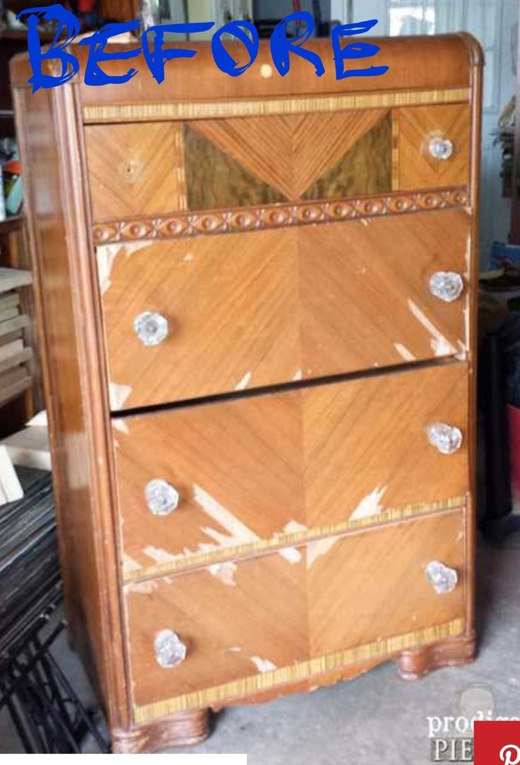 an old dresser has been painted with white paint