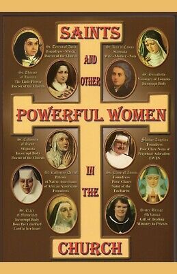 an image of the cross with saints and other powerful women in the church on it