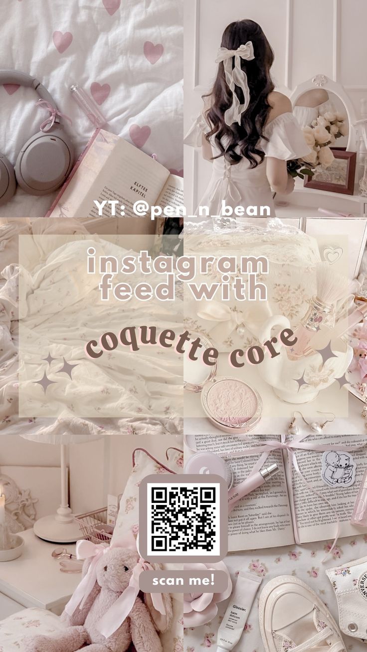 a collage of photos with the words instagramm feed with coquette core