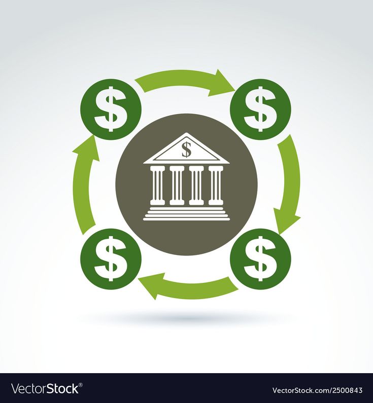 a dollar sign in the center of a circle with columns and money signs around it