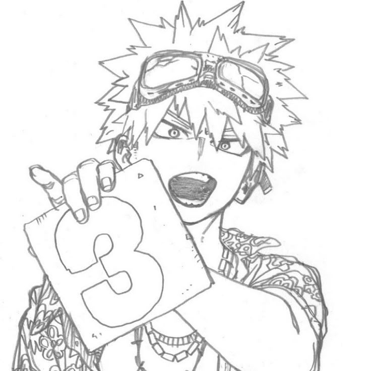 a drawing of an anime character holding up a sign with the letter b on it