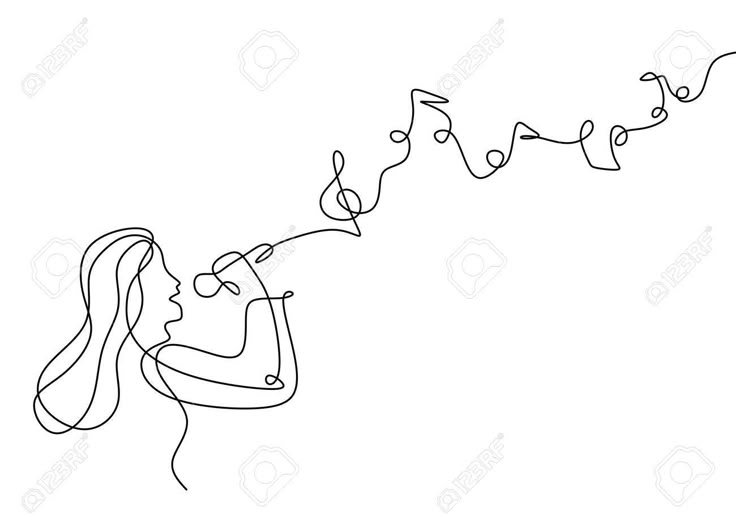 a continuous line drawing of a woman blowing the confetti from her mouth stock photo