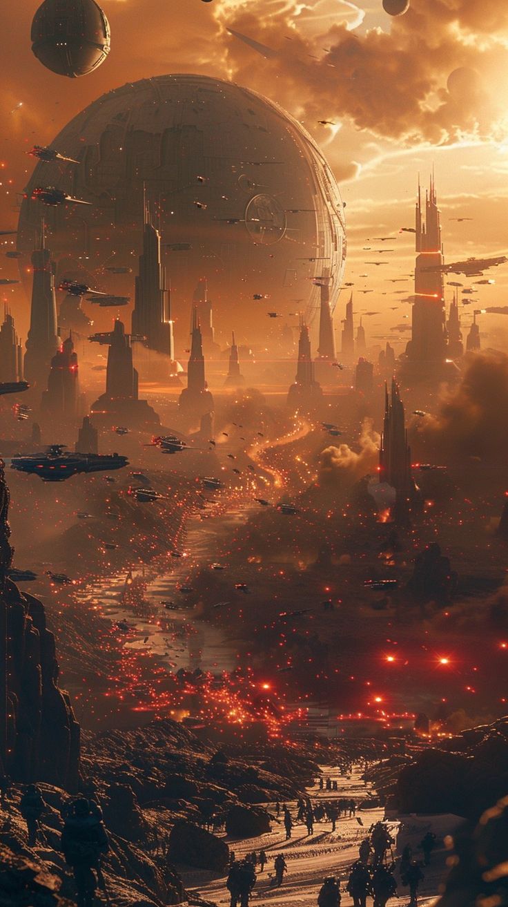 an image of a sci - fi world with many planets