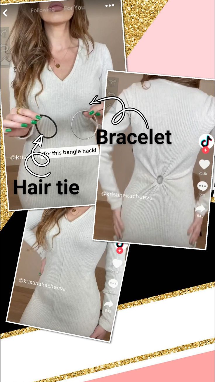 Bracelet Hack For Dress, Workout Beginner, Hair Tie Bracelet, Bodyweight Workout Beginner, Life Hack, Ponytail Holder, Making Shirts, Bracelet Bangle, Ponytail Holders