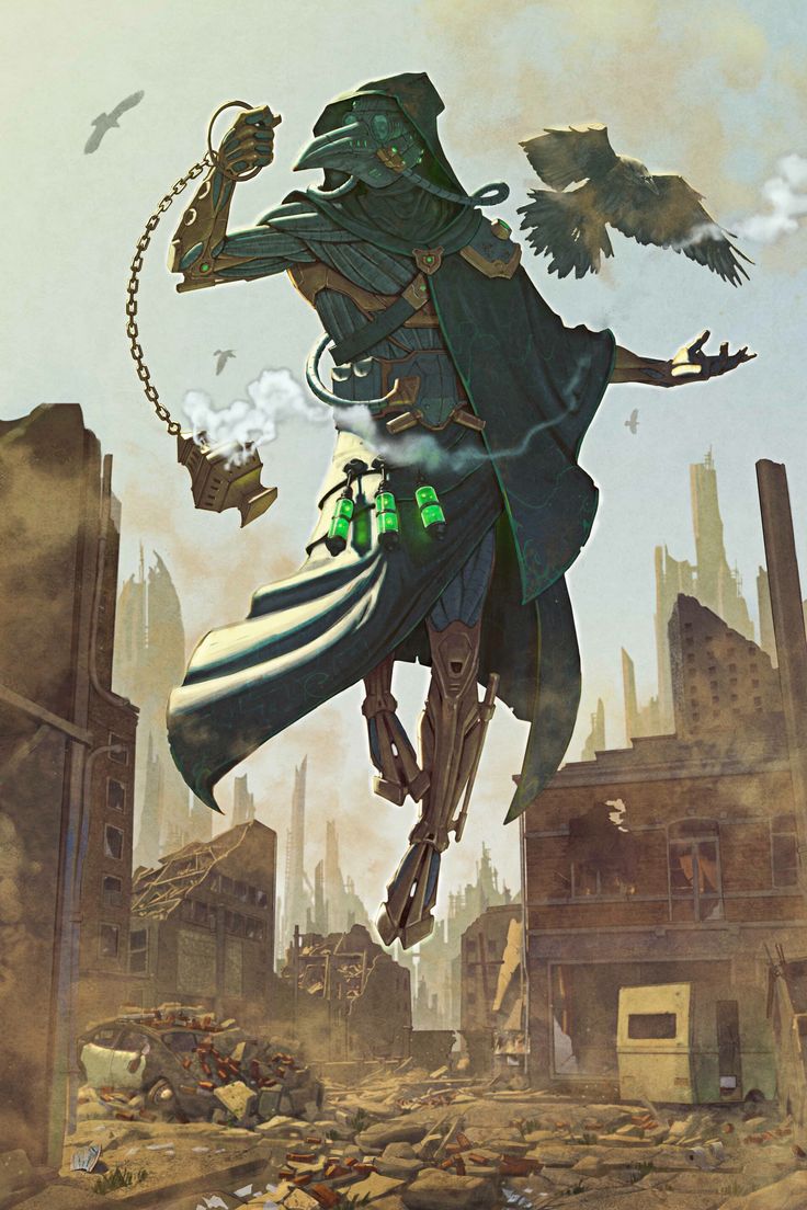 a man flying through the air while wearing a green cape and holding a bird in his hand