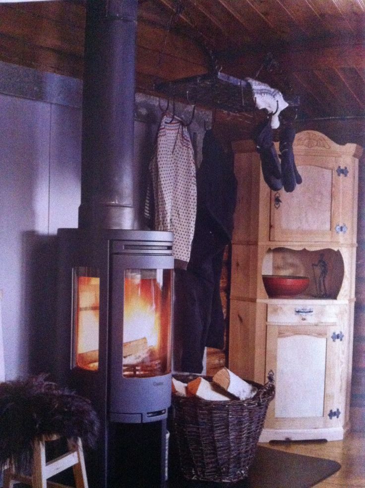 a wood burning stove sitting inside of a kitchen