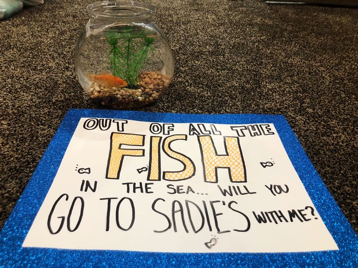 fish in the sea will go to sides with me sign on carpet next to aquarium