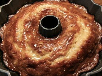 a bundt cake in a pan on a table