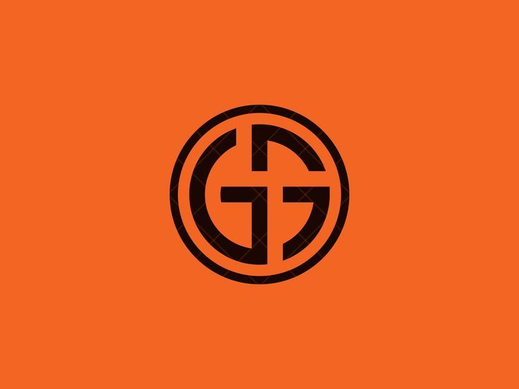 an orange background with the letter g in a black and white circle on top of it