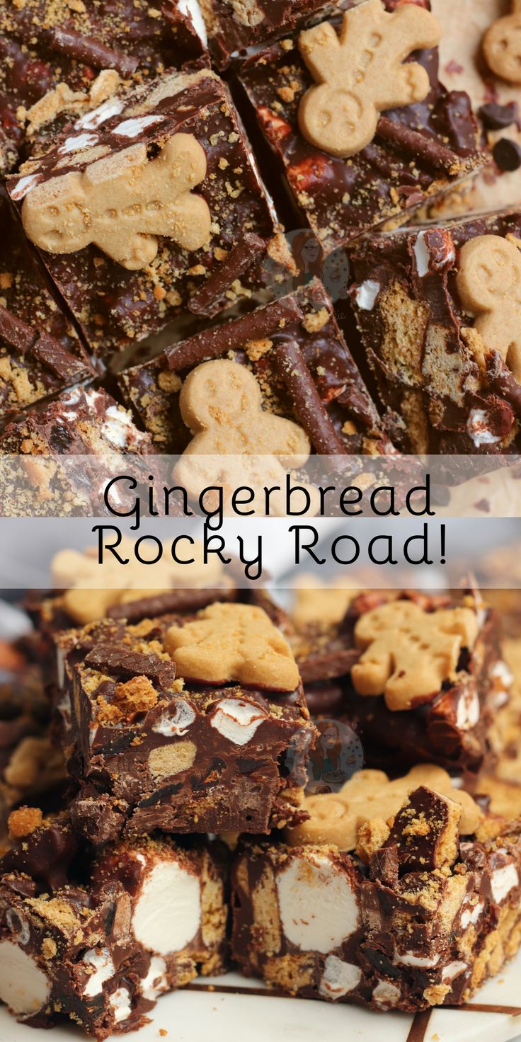 gingerbread rocky road bars stacked on top of each other