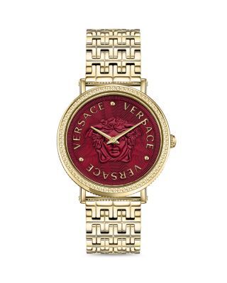 Versace V-Dollar Watch, 37mm Versace Watch Women, Versace Watches Women, Versace Bracelet, Timeless Watches, Womens Watches Luxury, Elegant Bracelet, Yellow Gold Bracelet, Gold Case, Stainless Steel Watch