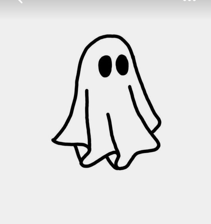 a black and white drawing of a ghost with two eyes on it's face