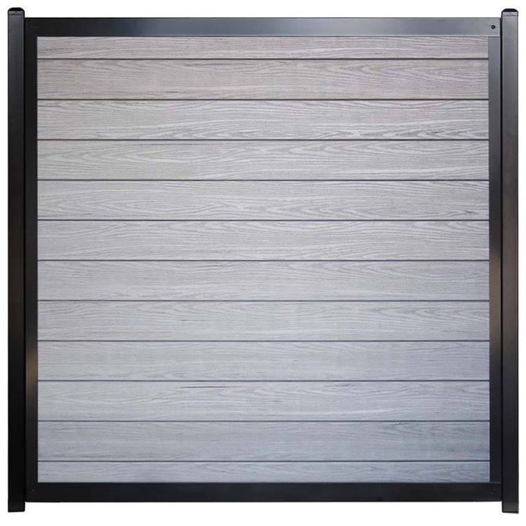 an aluminum and wood paneled door with black frame