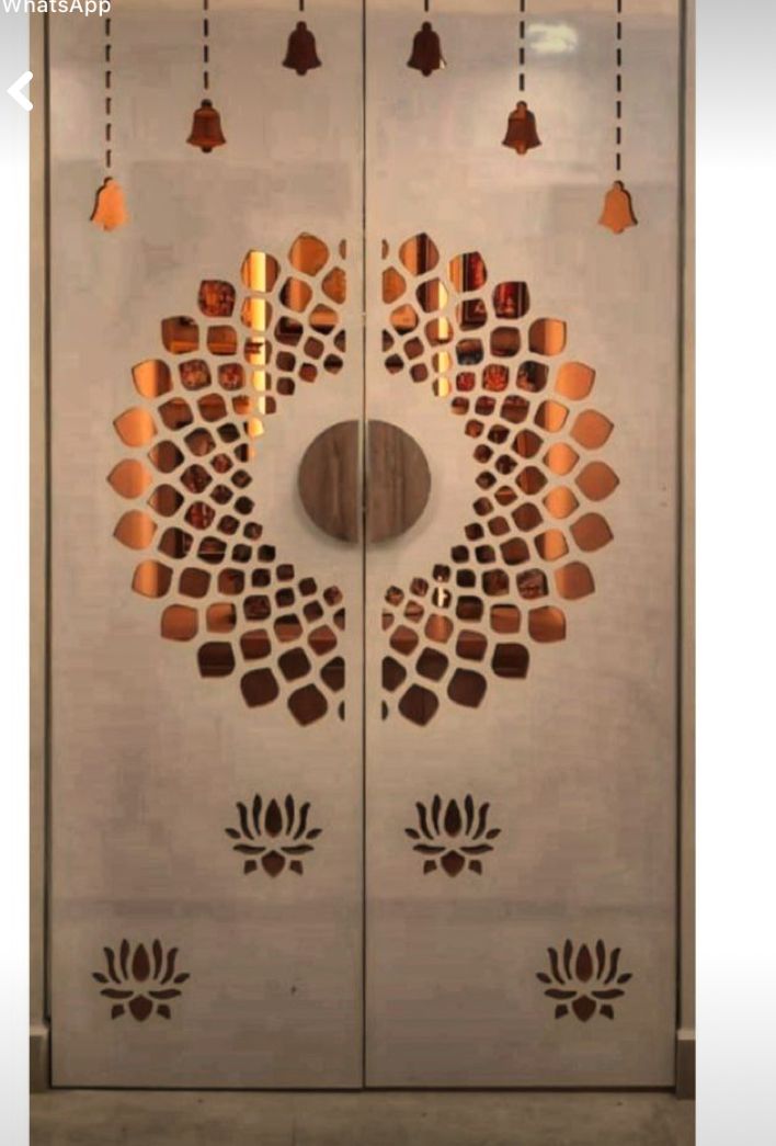 an artisticly designed glass door is shown