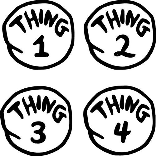 four dr seuss thing 1, 2, 3 and 4 are in the same circle