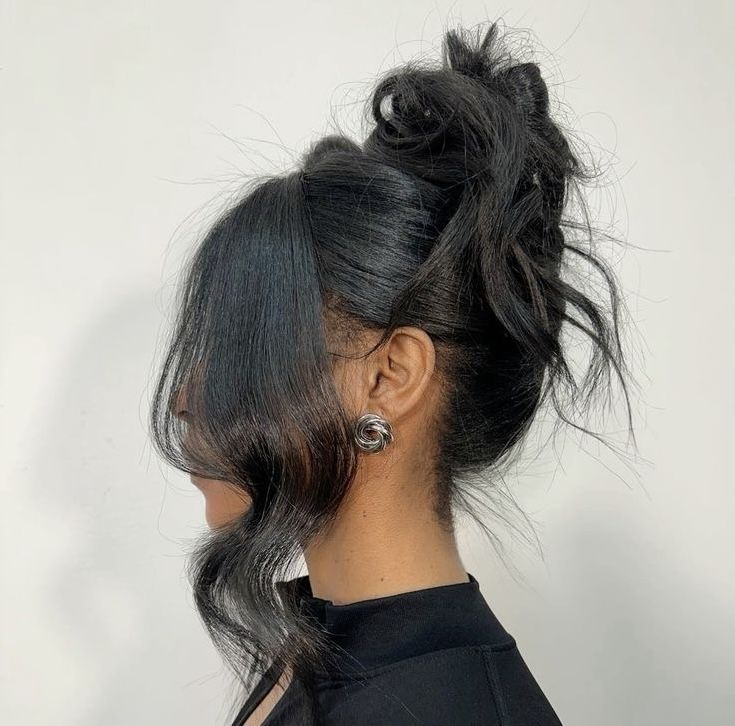 Formal Updo Black Women, Loc Style For Wedding, Old Money Hairstyles Black Woman, Hair Down Outfits, Messy Bun For Black Women, No Tension Hairstyles, Curly Updo Black Women, Low Tension Hairstyles, French Roll Hairstyle For Black Women