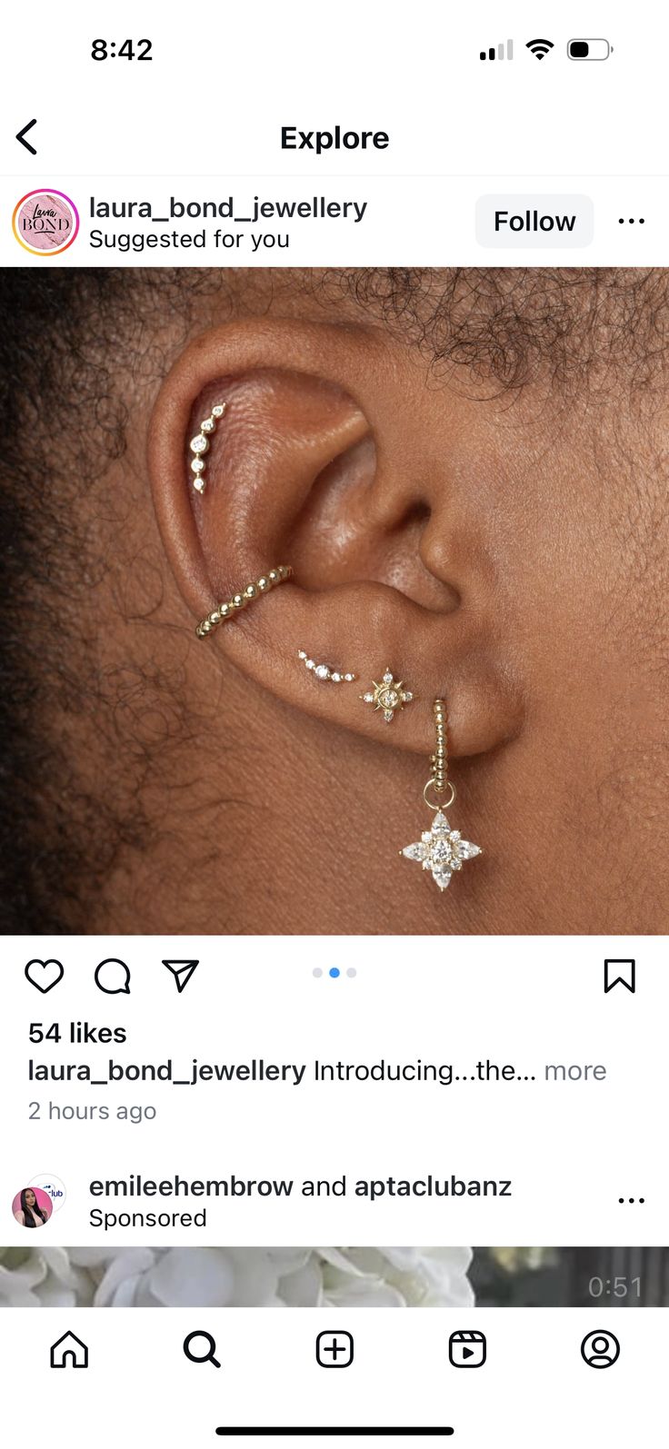 an ear piercing is shown on the instagram page