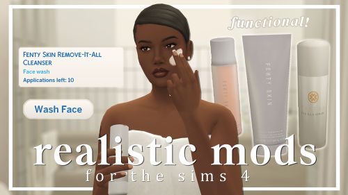 an advertisement for some skin care products with the caption realistic mods for the sims 4