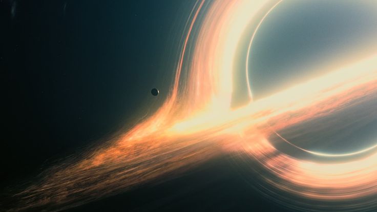 an artist's impression of a black hole in space with light swirling around it