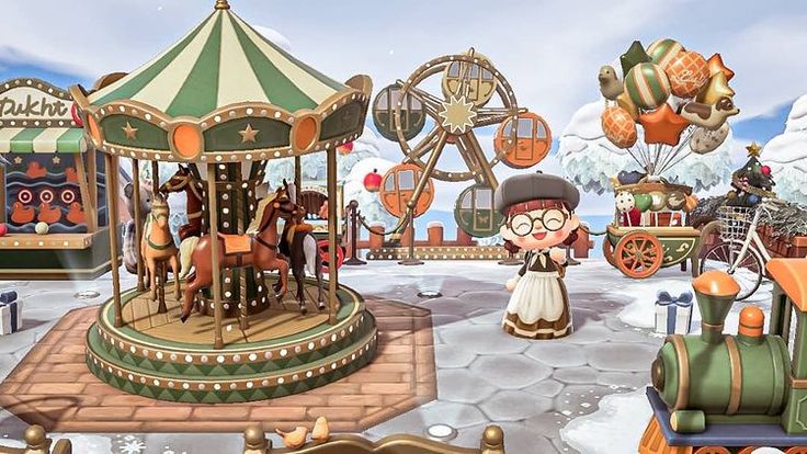 an animated image of a merry go round