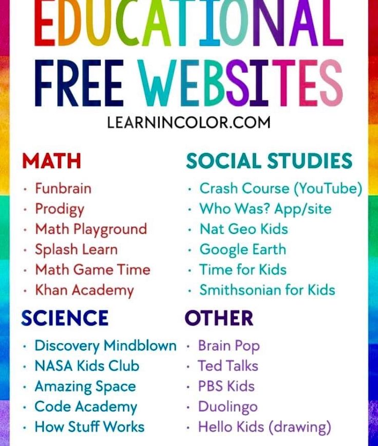 a rainbow poster with the words educational free website on it and other activities to teach them