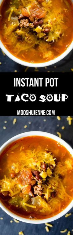 two bowls of instant pot taco soup