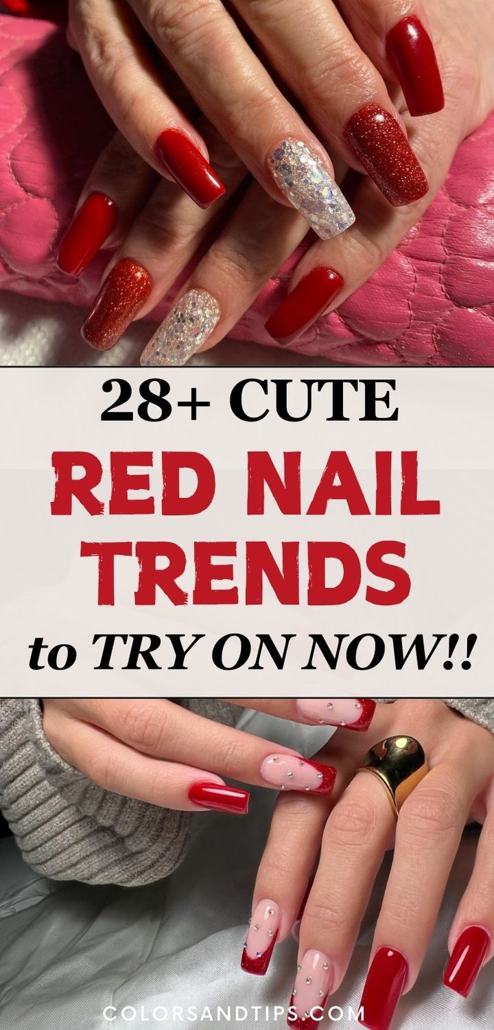 Elevate your style with these cute and trendy red nail ideas for 2025! Find the best simple, short, and elegant designs in classic winter tones. These are perfect for short nails in bold red hues and chic winter nail art. Dive into the pretty red nail trends, winter designs, cute short nails, acrylic nails, simple red designs, Valentines, hearts