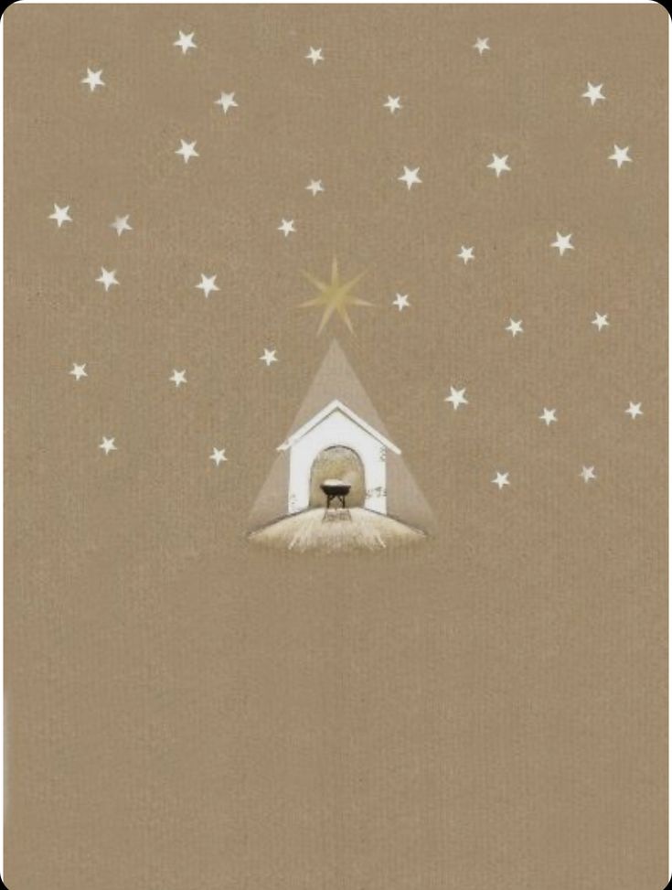 a nativity scene with the birth of jesus and stars in the sky above it